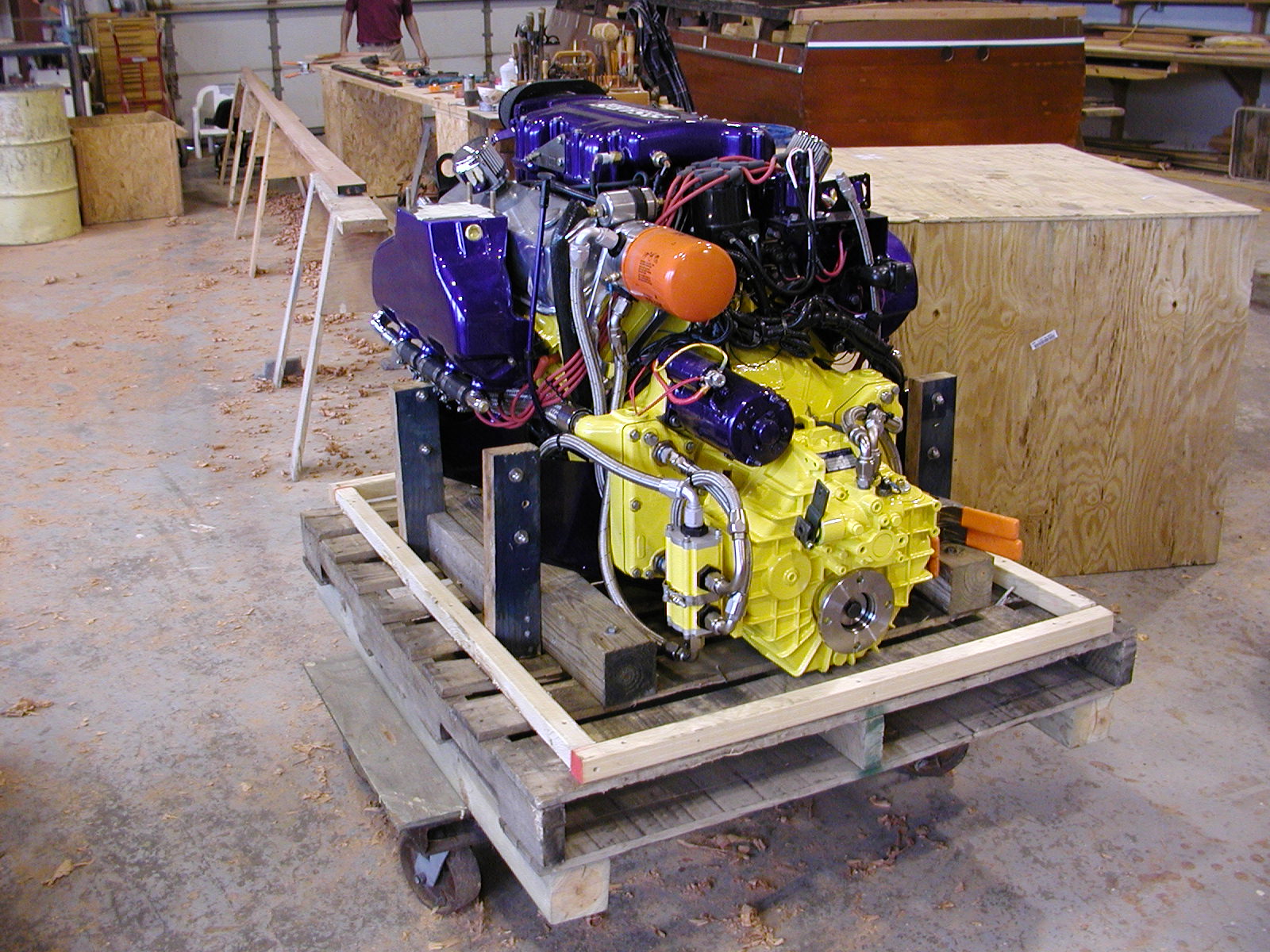 Purple and yellow color combination on custom engine of Jacqueline